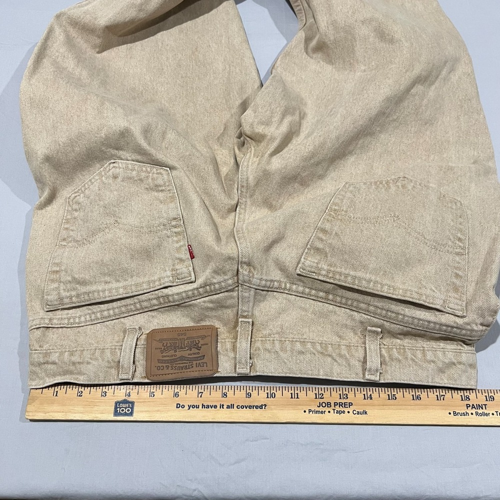 Vintage 90s Levis 545 Mens Tan Khaki Loose Fit Straight Leg USA Pant Faded 38x30 - Picture 8 of 9